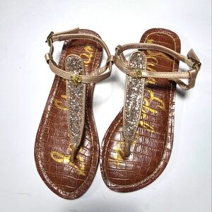 SAM EDELMAN Brown and Gold Sandals with Chic Design Size 4